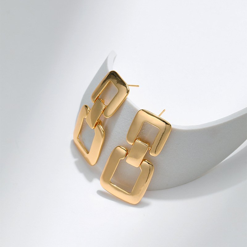 Gold Geometric Drop Earrings