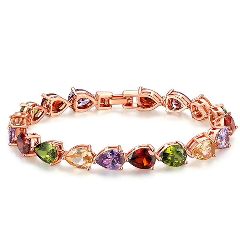 Rose Gold Rainbow Crystal Link Bracelet