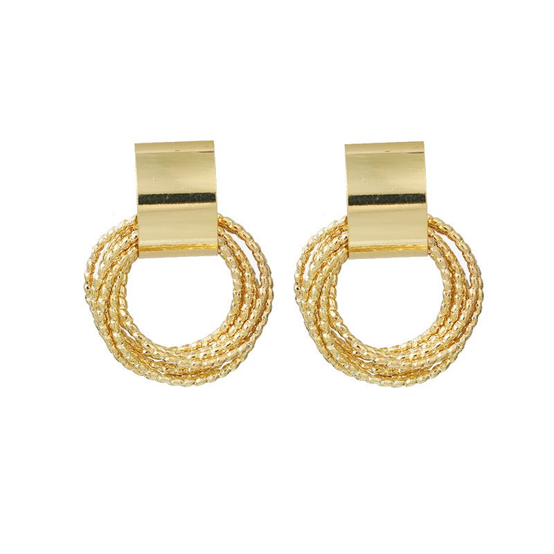 Gold Multi-Strand Hoop Drop Earrings