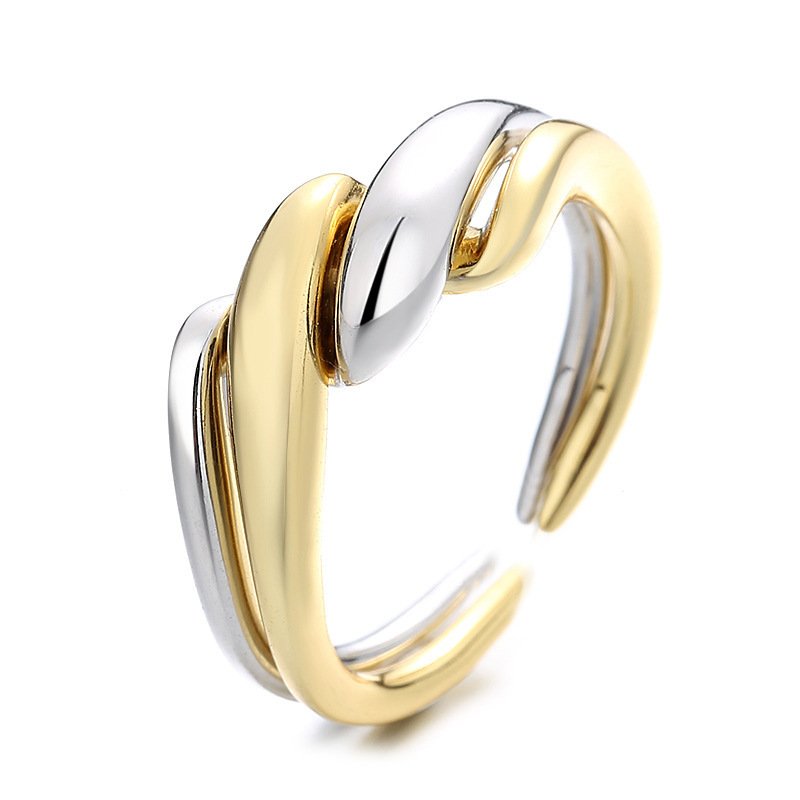 Two Tone Intertwined Open Ring