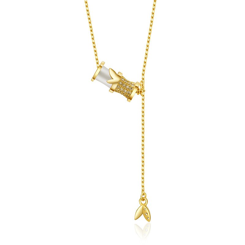 Gold Bunny Y Necklace with Zircon – Cute Rabbit Lariat Necklace for Women