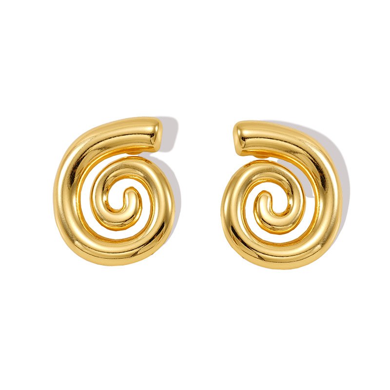 Gold Spiral Stud Earrings