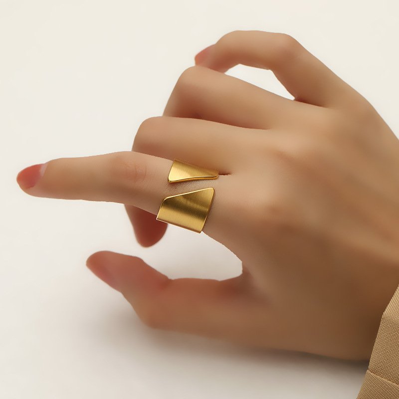 Brushed Gold Wide Band Ring