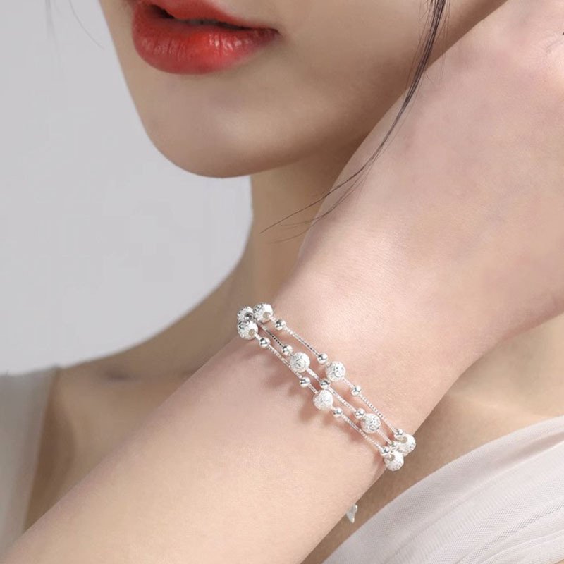 925silver layered bead bracelet