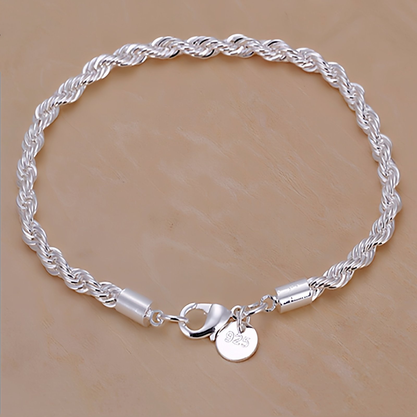 925 sterling silver rope chain bracelet