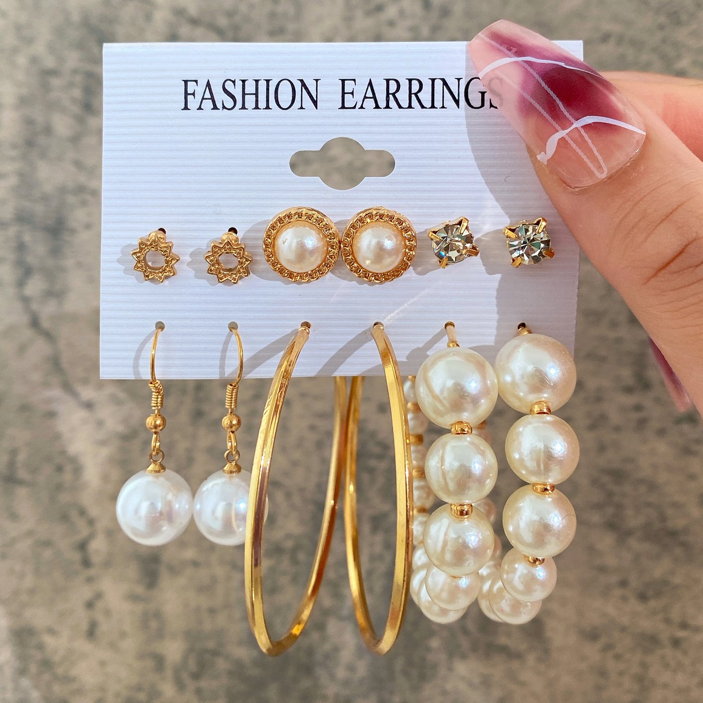 Pearl Stud Earrings Set