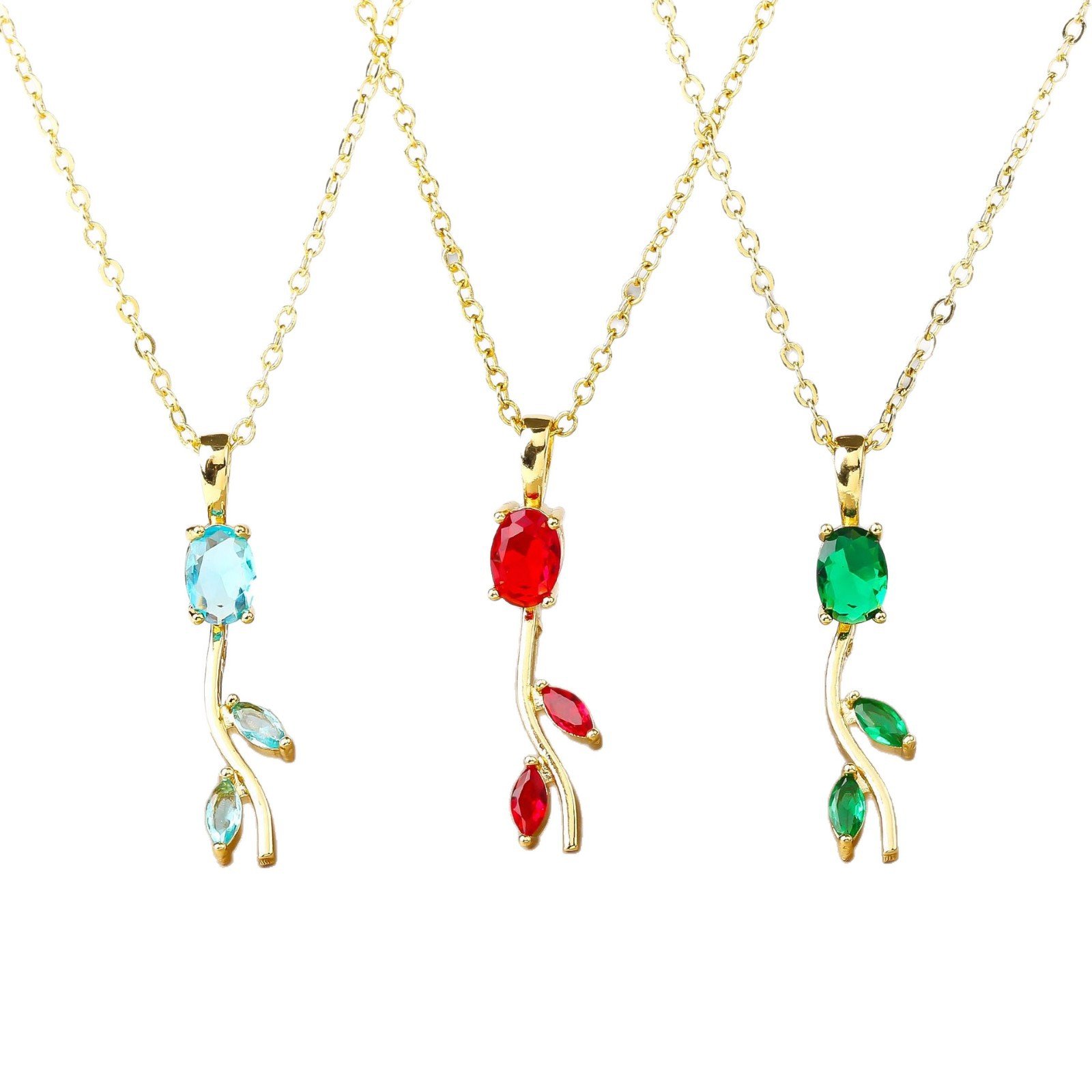 Gold Rose Pendant Necklace