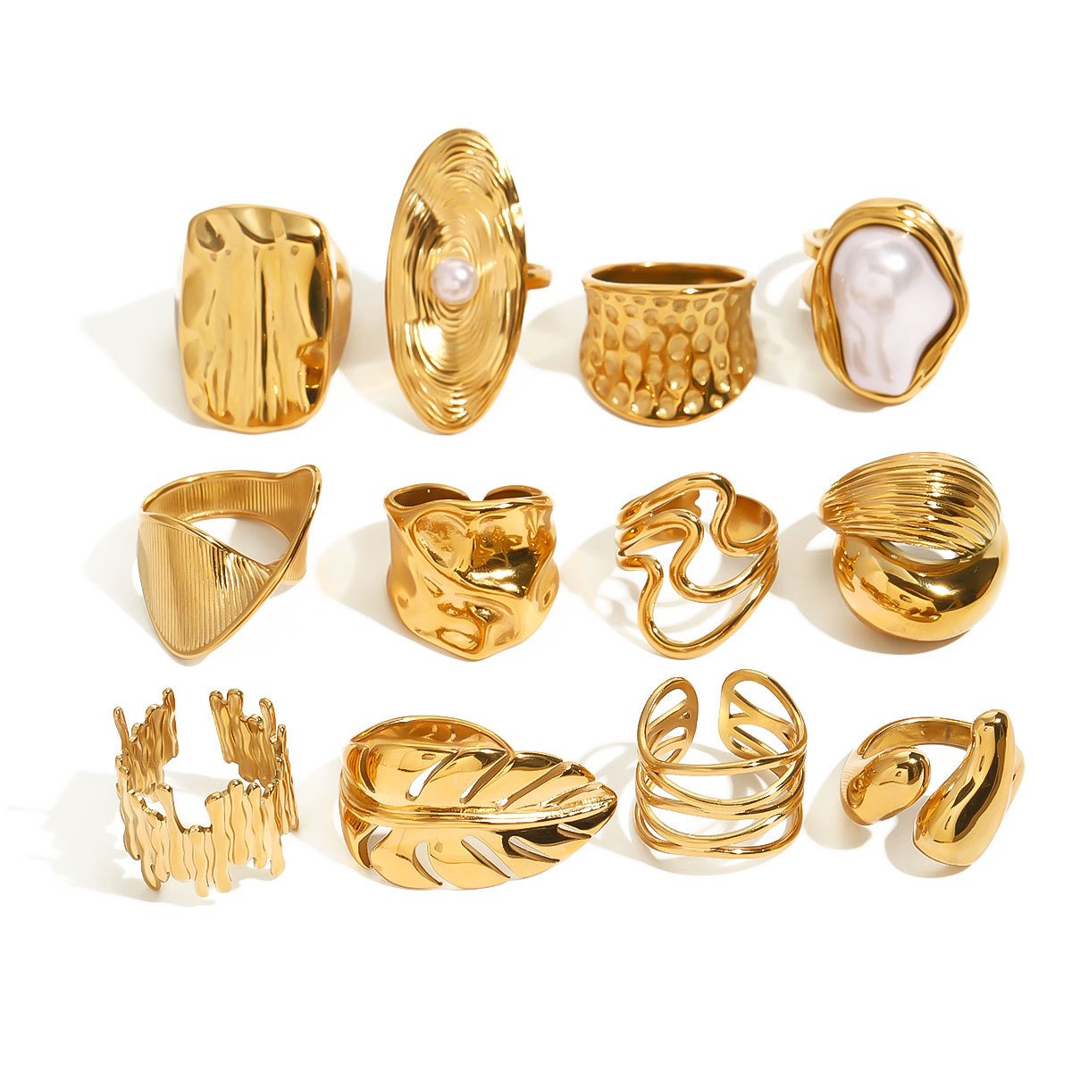 Abstract Textured Gold Plated Statement Ring