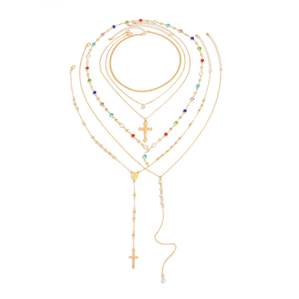 Elegant Layered Gold Cross Pearl Necklace for Women | Trendy Choker Jewelry Set