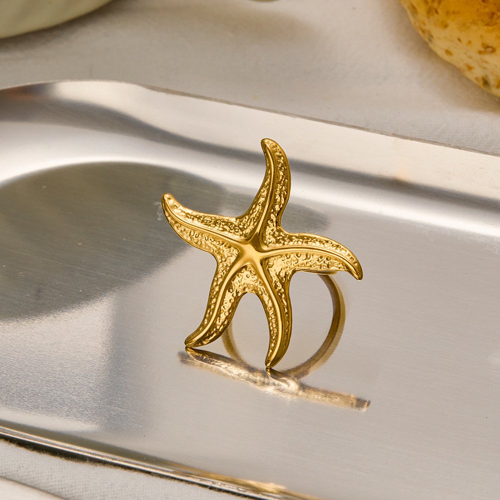 Gold Ocean Themed Adjustable Ring