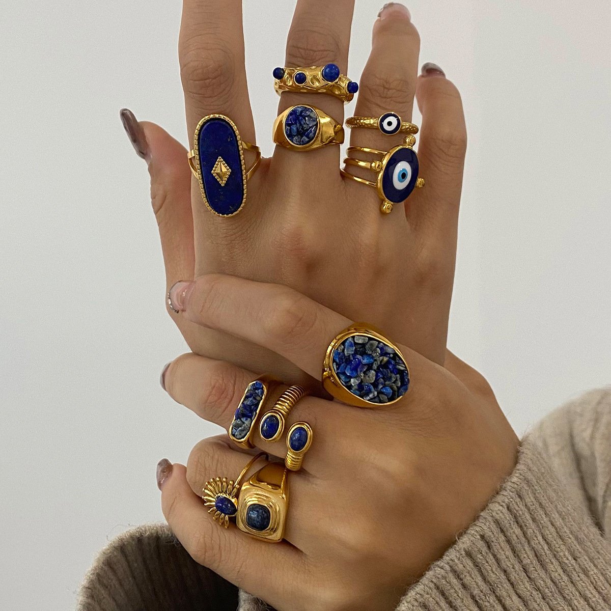 Gold evil eye ring