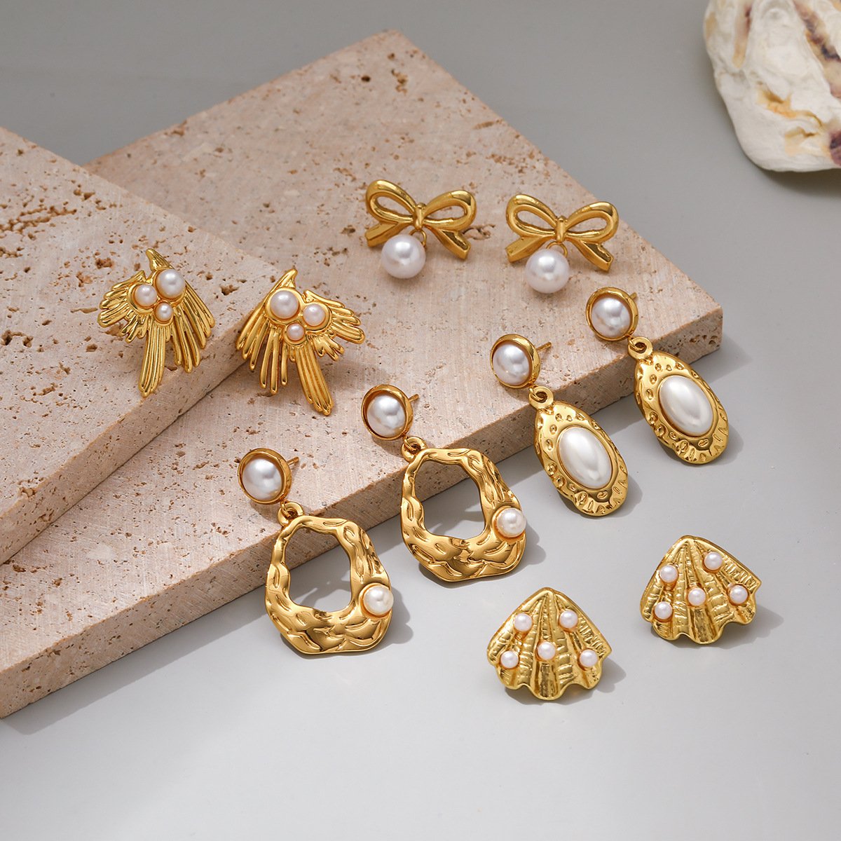 Gold Baroque Pearl Drop Earrings