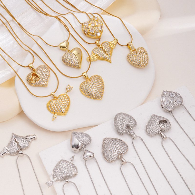 Romantic Silver Heart Necklace with Pave Crystals - Elegant Jewelry Gift for Women, Valentine’s Day