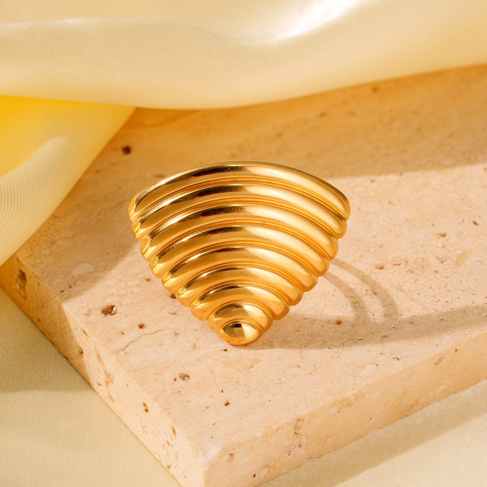 Gold Ocean Themed Adjustable Ring