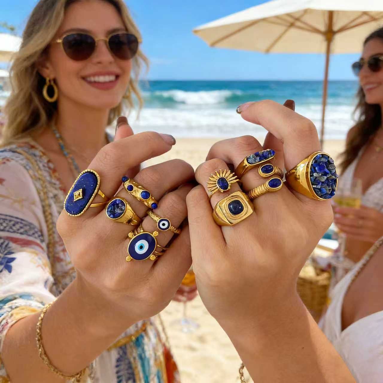 Gold evil eye ring