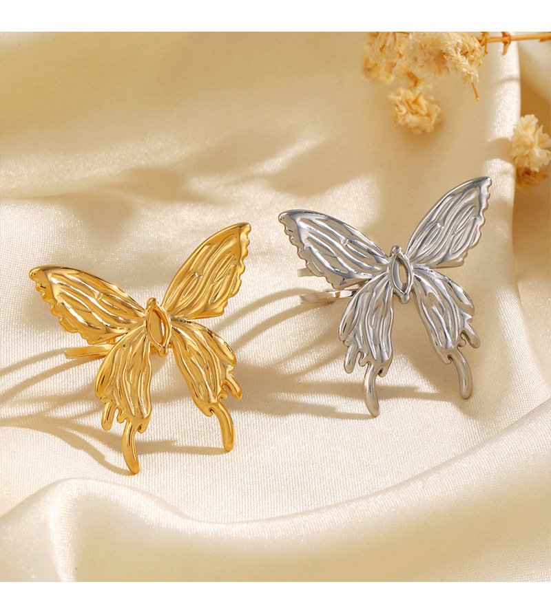 Silver Butterfly Open Statement Ring