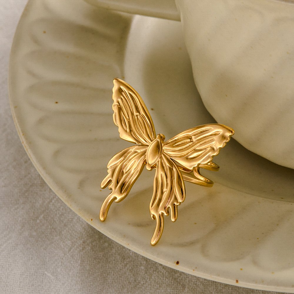 Gold Ocean Themed Adjustable Ring