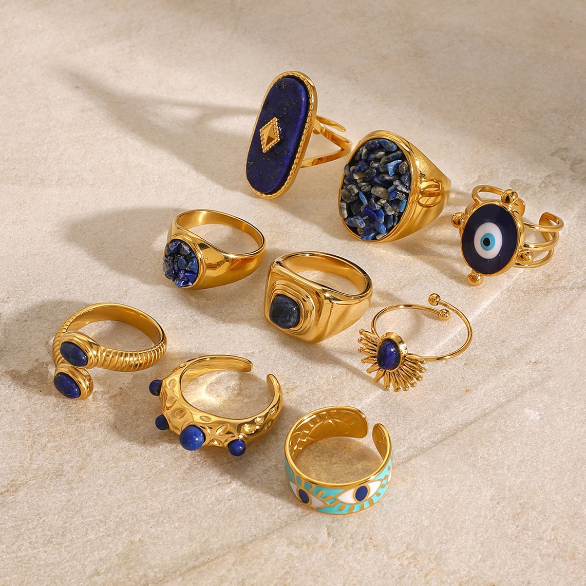 Bohemian Blue Stone Statement Rings for Women