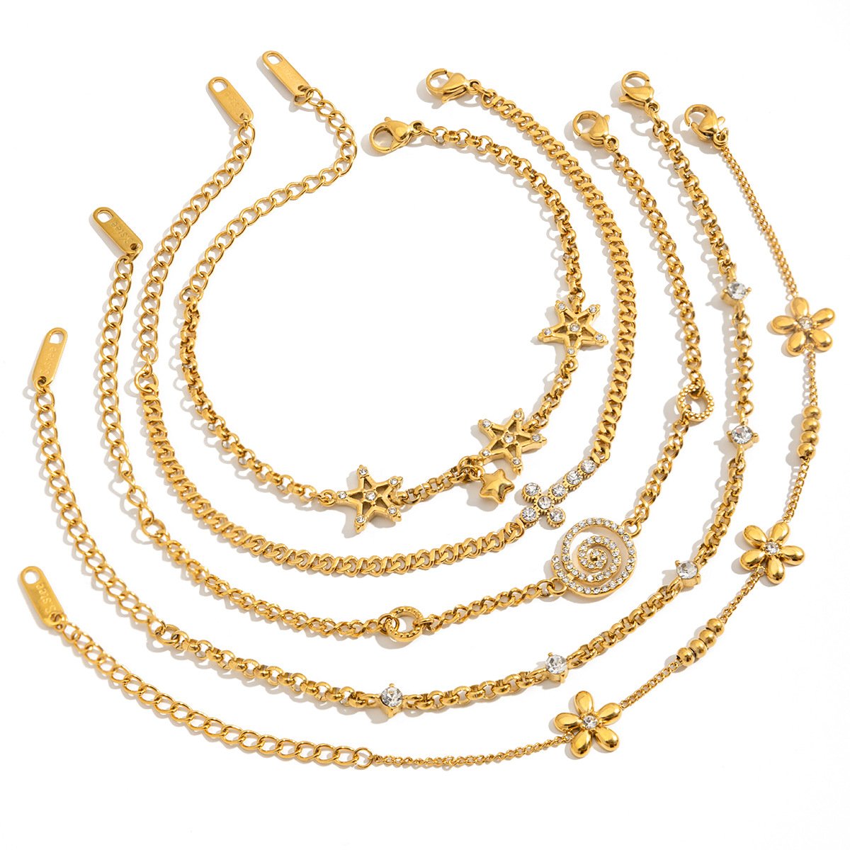 Stainless Steel Crystal Chain Bracelets