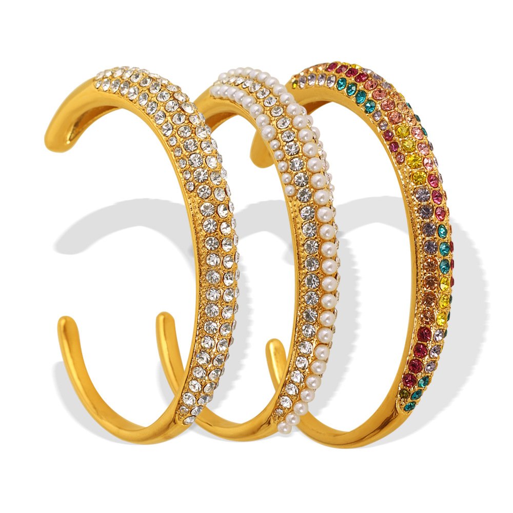 Luxury Pearl Crystal Open Cuff Bracelet