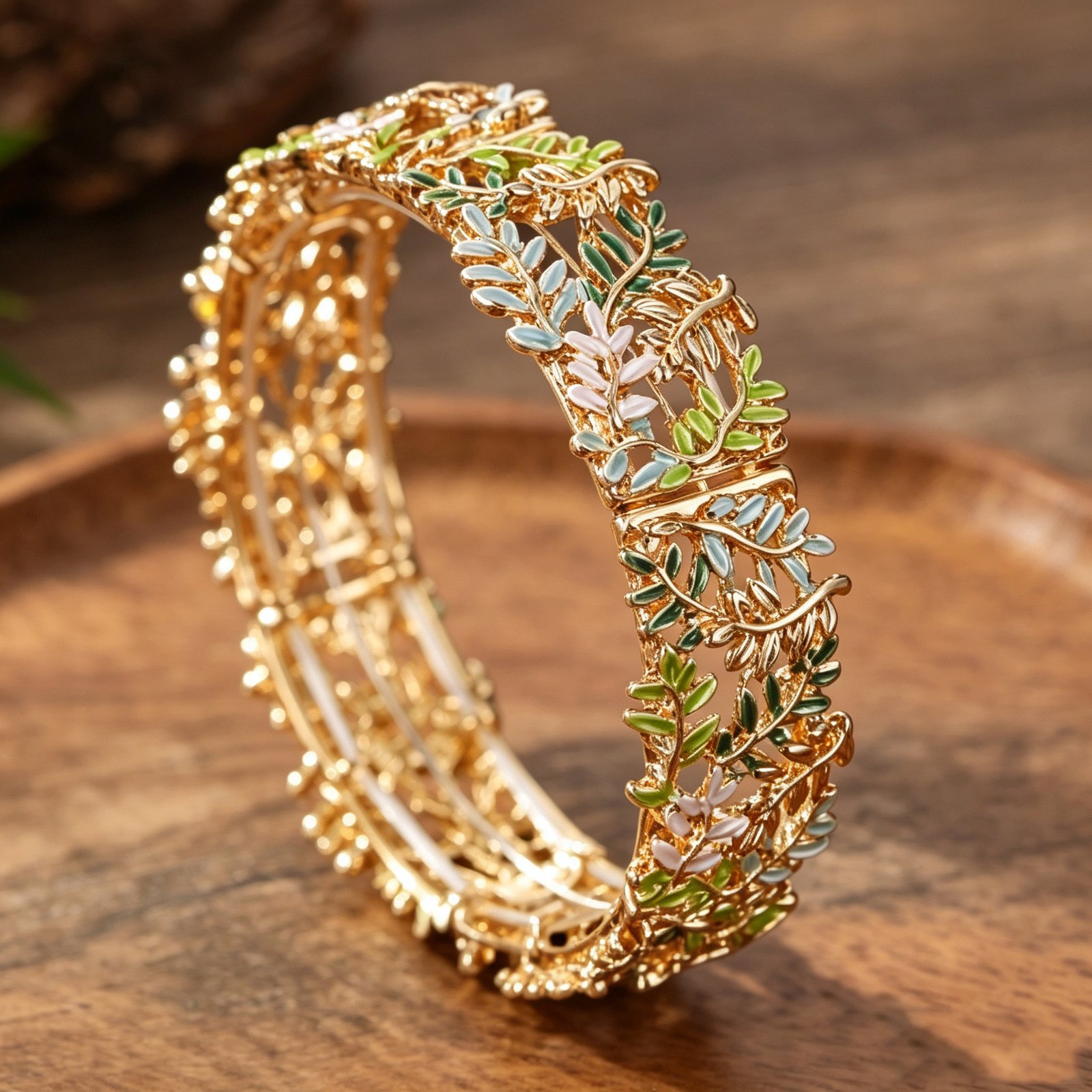 wholesale-gold-floral-leaf-statement-bracelet