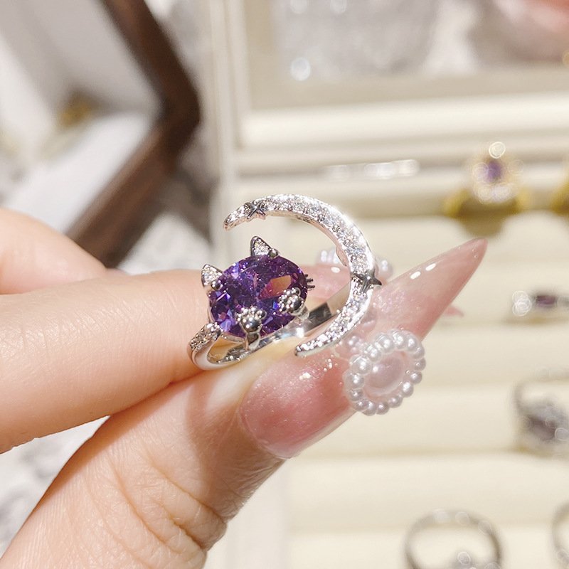 Silver Tone Full Paved Crystal Wing Open Ring Angel Wing Cubic Zirconia Adjustable Statement Cocktail Ring For Women