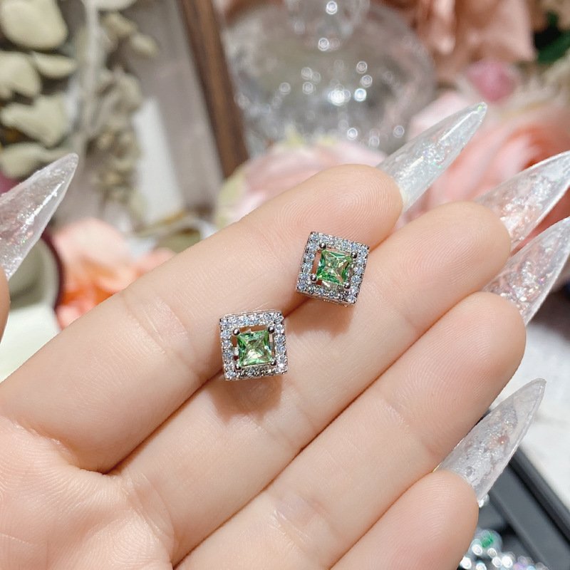 Long Cascading Leaf Emerald Green Cubic Zirconia Dangle Earrings