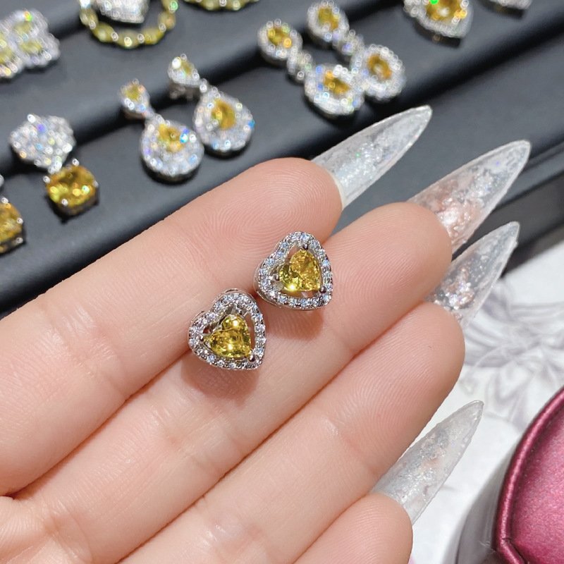 sku-11-耳饰0136♥金黄钻♥爱心形