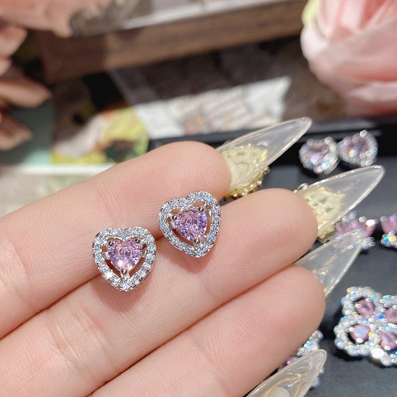 sku-12-耳钉0135【粉钻】