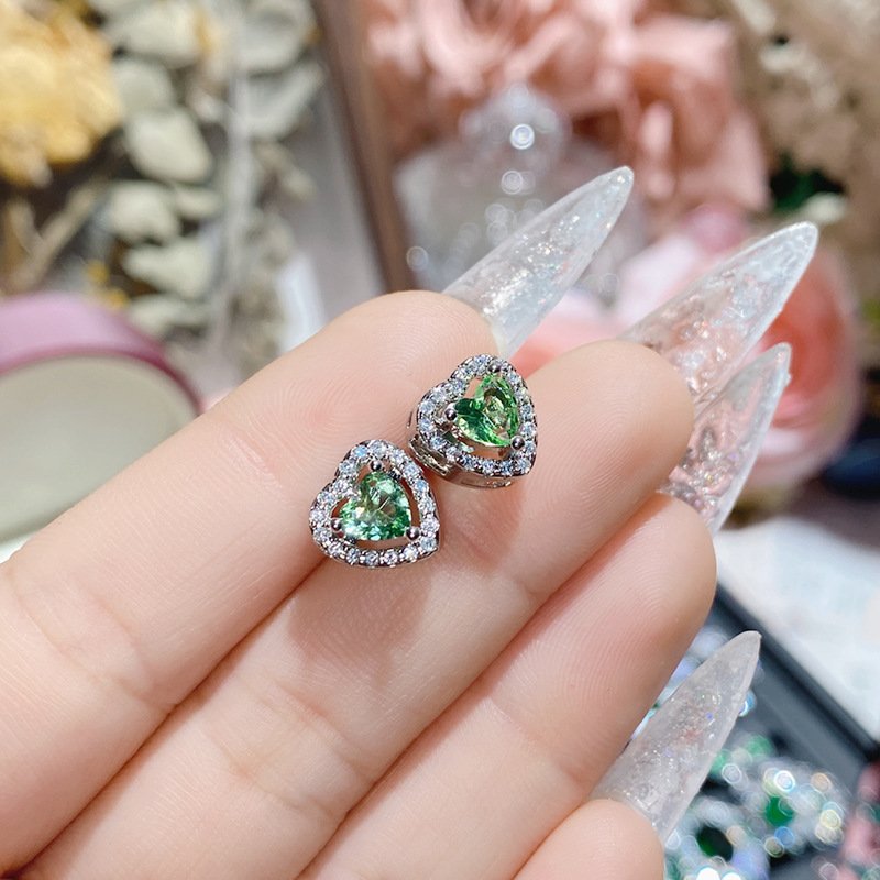 Long Cascading Leaf Emerald Green Cubic Zirconia Dangle Earrings