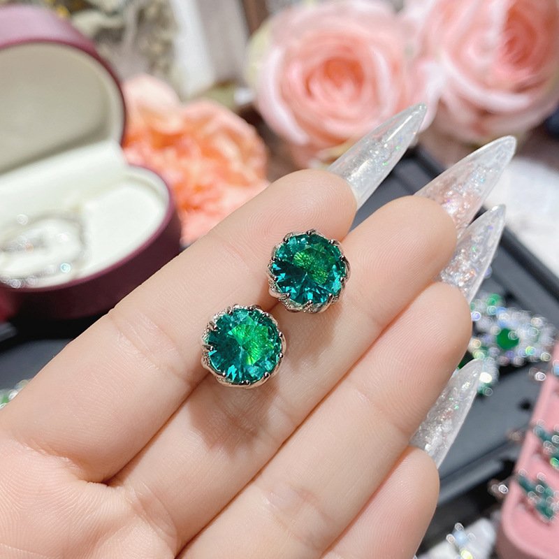 Luxury Green Stone Statement Dangling Earrings For Wedding Women