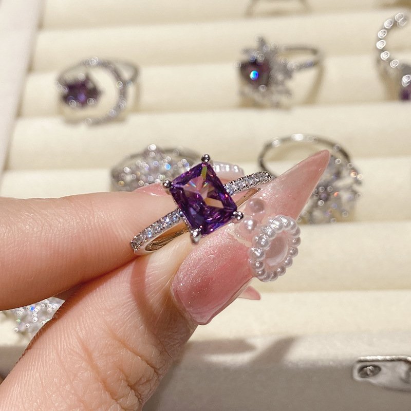 Silver Tone Full Paved Crystal Wing Open Ring Angel Wing Cubic Zirconia Adjustable Statement Cocktail Ring For Women