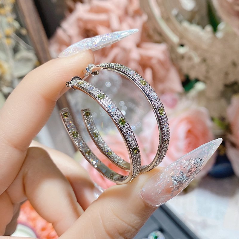 Luxury Green Stone Statement Dangling Earrings For Wedding Women