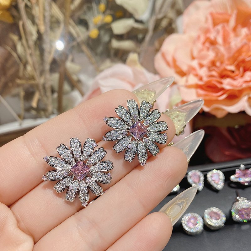 sku-25-耳钉0355【粉钻】