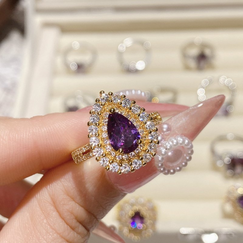 Silver Tone Full Paved Crystal Wing Open Ring Angel Wing Cubic Zirconia Adjustable Statement Cocktail Ring For Women