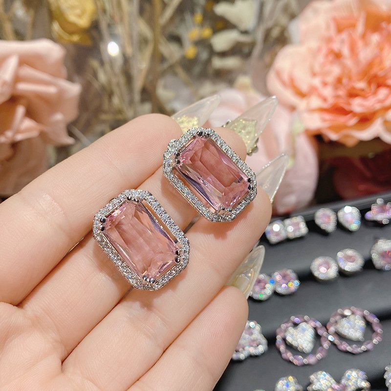 sku-4-耳钉0057【白金粉钻】