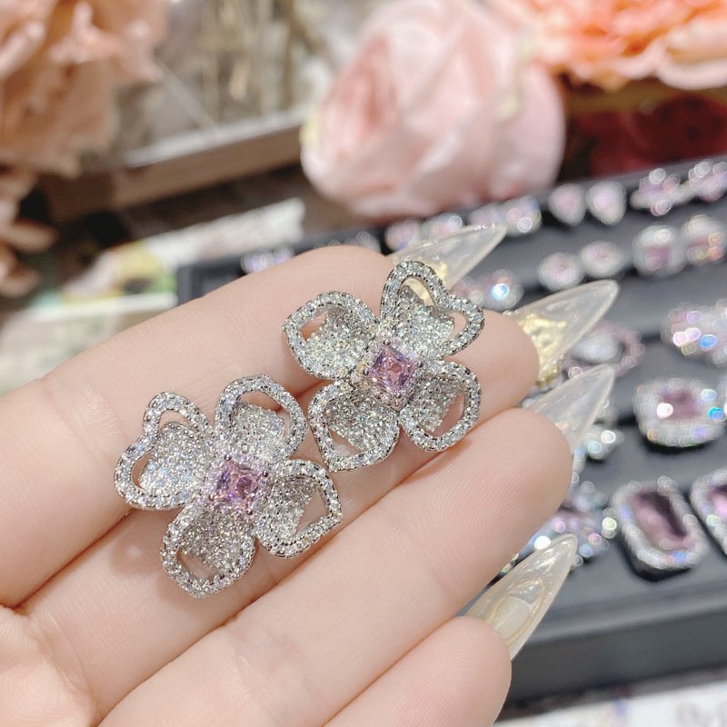 sku-5-耳钉0030【粉钻】