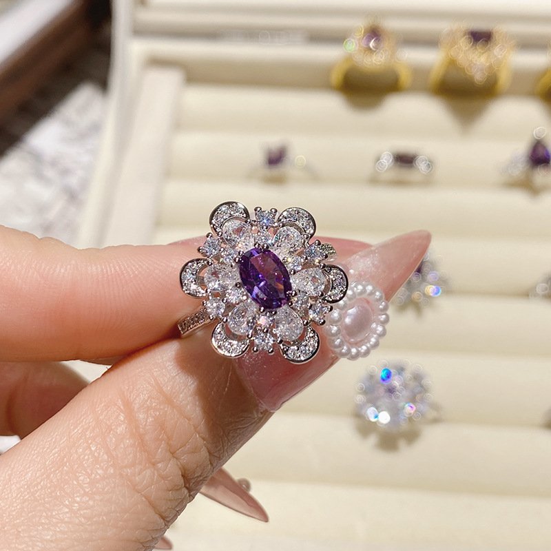 Silver Tone Full Paved Crystal Wing Open Ring Angel Wing Cubic Zirconia Adjustable Statement Cocktail Ring For Women