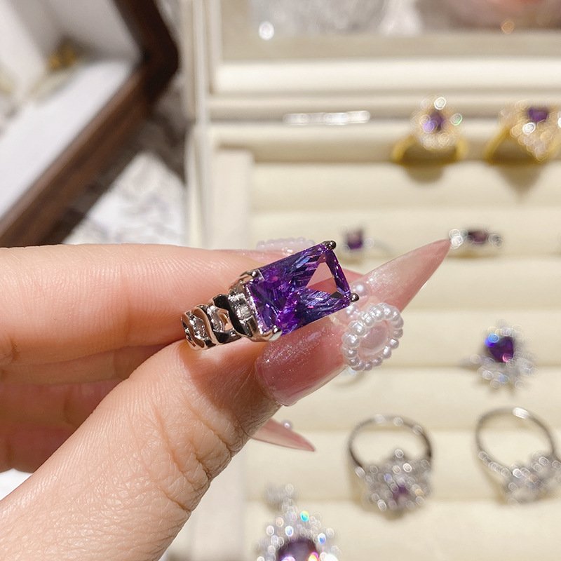 Silver Tone Full Paved Crystal Wing Open Ring Angel Wing Cubic Zirconia Adjustable Statement Cocktail Ring For Women